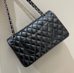 FLAP BAG 25CM SILVER HARDWARE BLACK LAMBSKIN - Image 4