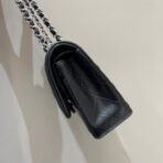 FLAP BAG 25CM SILVER HARDWARE BLACK LAMBSKIN - Image 6