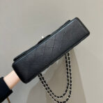FLAP BAG 25CM SILVER HARDWARE BLACK LAMBSKIN - Image 7