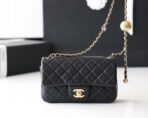 FLAP BAG 20CM GOLD HARDWARE BLACK LAMBSKIN - Image 3