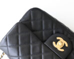 FLAP BAG 20CM GOLD HARDWARE BLACK LAMBSKIN - Image 6