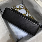 FLAP BAG 23CM BLACK LAMBSKIN GOLD HARDWARE - Image 3
