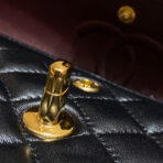 FLAP BAG 23CM BLACK LAMBSKIN GOLD HARDWARE - Image 5