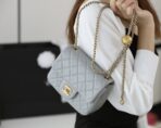FLAP BAG 17CM GREY LAMBSKIN GOLD HARDWARE - Image 3