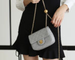 FLAP BAG 17CM GREY LAMBSKIN GOLD HARDWARE - Image 5
