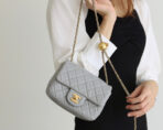 FLAP BAG 17CM GREY LAMBSKIN GOLD HARDWARE - Image 6