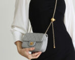 FLAP BAG 17CM GREY LAMBSKIN GOLD HARDWARE - Image 8