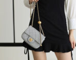FLAP BAG 17CM GREY LAMBSKIN GOLD HARDWARE - Image 9