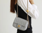FLAP BAG 17CM GREY LAMBSKIN GOLD HARDWARE - Image 10