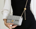 FLAP BAG 20CM GREY LAMBSKIN GOLD HARDWARE - Image 6