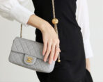 FLAP BAG 20CM GREY LAMBSKIN GOLD HARDWARE - Image 7