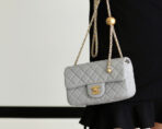 FLAP BAG 20CM GREY LAMBSKIN GOLD HARDWARE - Image 10