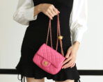 FLAP BAG 17CM PINK LAMBSKIN GOLD HARDWARE - Image 9