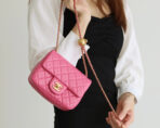 FLAP BAG 17CM PINK LAMBSKIN GOLD HARDWARE - Image 10