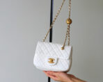 FLAP BAG 17CM WHITE LAMBSKIN GOLD HARDWARE - Image 7