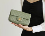 FLAP BAG 20CM KHAKI LAMBSKIN GOLD HARDWARE - Image 9