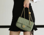 FLAP BAG 20CM KHAKI LAMBSKIN GOLD HARDWARE - Image 10