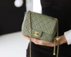 FLAP BAG 17CM KHAKI LAMBSKIN GOLD HARDWARE - Image 8
