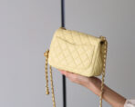 FLAP BAG 17CM YELLOW LAMBSKIN GOLD HARDWARE - Image 8