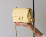 FLAP BAG 17CM YELLOW LAMBSKIN GOLD HARDWARE - Image 9
