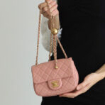 FLAP BAG 17CM BABY PINK LAMBSKIN GOLD HARDWARE - Image 2