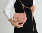 FLAP BAG 17CM BABY PINK LAMBSKIN GOLD HARDWARE - Image 5