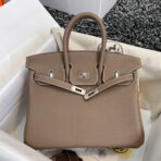 HM BIRKIN 25CM BROWN   SILVER HARDWARE