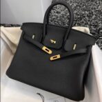 HM BIRKIN 25CM BLACK   GOLD HARDWARE