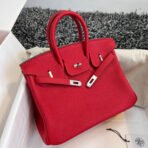 HM BIRKIN 25CM RED   SILVER HARDWARE