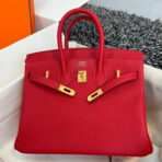 HM BIRKIN 25CM RED   GOLD HARDWARE
