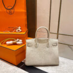 HM BIRKIN 30CM WHITE   SILVER HARDWARE - Image 2