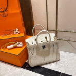 HM BIRKIN 30CM WHITE   SILVER HARDWARE - Image 3