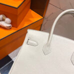 HM BIRKIN 30CM WHITE   SILVER HARDWARE - Image 5