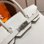 HM BIRKIN 30CM WHITE   SILVER HARDWARE - Image 6