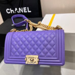 BOY BAG MEDIUM 25 PURPLE CAVIAR GOLD HARDWARE - Image 2