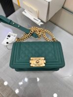 BOY BAG SMALL 20 EVER GREEN CAVIAR GOLD HARDWARE - Image 3