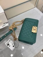 BOY BAG SMALL 20 EVER GREEN CAVIAR GOLD HARDWARE - Image 4