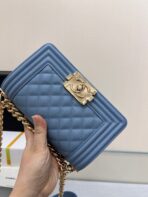 BOY BAG SMALL 20 LIGHT BLUE CAVIAR GOLD HARDWARE - Image 4