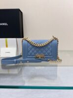 BOY BAG SMALL 20 LIGHT BLUE CAVIAR GOLD HARDWARE - Image 5