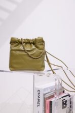 CC HOBO BAG 22 KHAKI LAMBSKIN GOLD HARDWARE 20CM - Image 5
