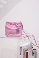 CC HOBO BAG 22 PINK LAMBSKIN SILVER HARDWARE 20CM - Image 3