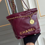 CC HOBO BAG 22 BURGUNDY LAMBSKIN GOLD HARDWARE 20CM - Image 2