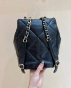 CC 19 BACKPACK BAG 26CM BLACK GOATSKIN GOLD HARDWARE - Image 5