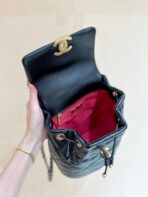 CC 19 BACKPACK BAG 26CM BLACK GOATSKIN GOLD HARDWARE - Image 8