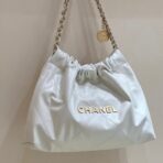CC 19 HOBO BAG 43CM WHITE GOATSKIN GOLD HARDWARE