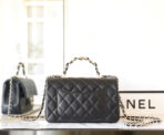 FLAP BAG 23 BLACK LAMBSKIN GOLD HARDWARE TOPHAND - Image 6