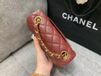 MINI SQUARE FLAP BAG 17CM BURGUNDY LAMBSKIN GOLD HARDWARE - Image 4