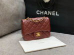 MINI SQUARE FLAP BAG 17CM BURGUNDY LAMBSKIN GOLD HARDWARE - Image 7