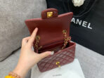 MINI SQUARE FLAP BAG 17CM BURGUNDY LAMBSKIN GOLD HARDWARE - Image 8