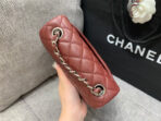 MINI SQUARE FLAP BAG 17CM BURGUNDY LAMBSKIN SILVER HARDWARE - Image 4